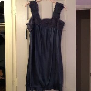 BCBGMAXAZRIA  Flower Appliqué Satin Dress